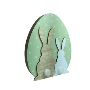 Ovo Decorativo De Madeira Verde 14cm - Md612