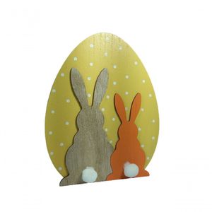 Ovo Decorativo De Madeira Laranja 19cm - Md628