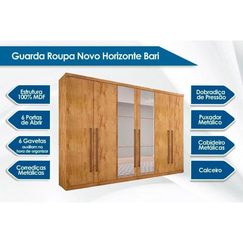 Mesa de Cabeceira com 3 Gavetas - Bari Plus - Móveis Novo Horizonte