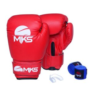 Kit Luva Boxe 18 Oz Mks Combat com Bandagem e Bucal Simples