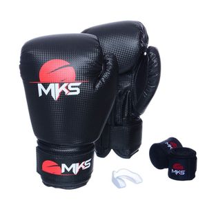 Kit Luva Boxe 18 Oz Mks Combat com Bandagem e Bucal Simples