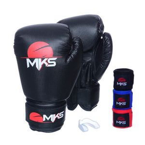 Kit Luva Boxe 18Oz Mks Combat com 3 Bandagem e Bucal Simples