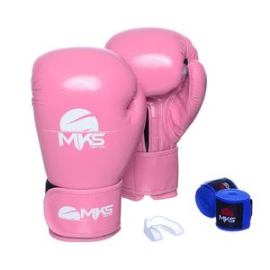 Kit Luva Boxe 12 Oz Mks Combat com Bandagem e Bucal Simples