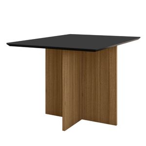 Mesa De Jantar Retangular Tampo Chanfrado Sem Vidro 120cm Helô Poliman Móveis Carvalho Com Grafite