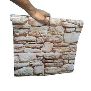 Kit Papel De Parede 6 Unid Pedra Claro Autoadesivo Marrom