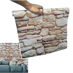 Papel De Parede Pedras Marrom Fosco Lavavel Autoadesivo