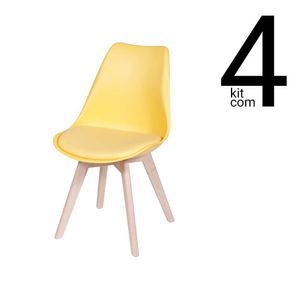 Conjunto 4 Cadeiras Saarinen Wood - Amarela