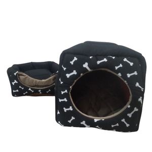 Cama E Toca Para Pet 3 Em 1 Preto Osso G
