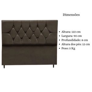 Cabeceira Box Estofada Solteiro 90 Cm Geovana Suede Marrom