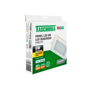 Painel Led 6w Quadrado Embutir - Taschibra 3000k (amarela)