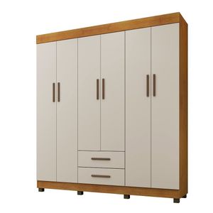 Roupeiro Copacabana New 6 Portas 2 Gavetas Benetil Cinamomo/Off White