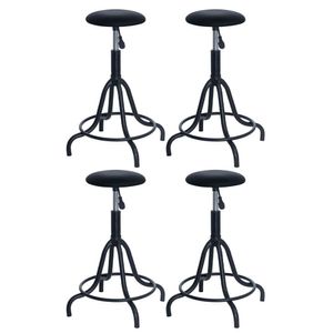 Kit 4 Banquetas Estofadas Cozinha Industrial Loft Giratória West Preto