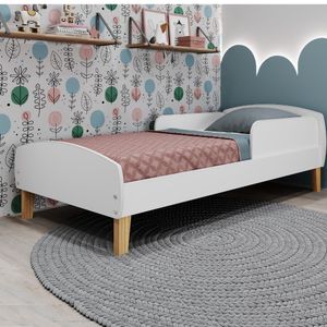 Cama Infantil Montessoriana Com Proteção Lateral Aurora Movelbras Branco