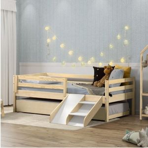 Bicama Solteiro Infantil Prime E Kit Escadinha Com Escorrega Casatema Natural/Branco
