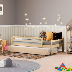 Bicama Solteiro Infantil Reversível Com Grade De Proteção Casatema Natural