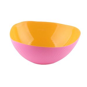 Centro De Mesa Em Vidro Milky Amarelo E Rosa Full Fit 26x11,5cm