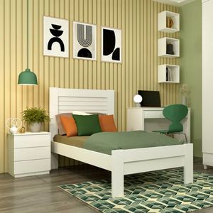 Cama Solteiro Com Cabeceira Safira Tcil Móveis Neve
