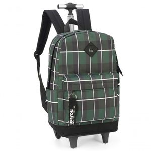 Mochila Luxcel De Rodinha Up4you Xadrez Verde C/ Chaveiro