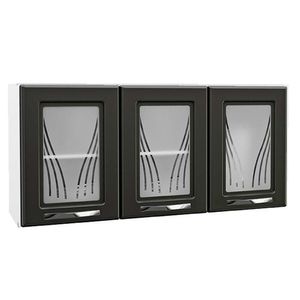 Módulo Cozinha Telasul Star New Armário 3 Portas C/vidro Branco/preto