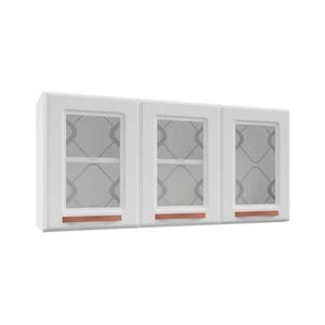 Módulo Cozinha Telasul Mirage New Armário 3 Portas C/ Vidro Branco
