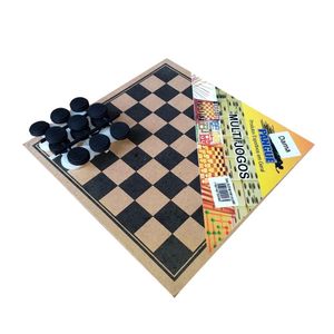 Jogo de Dama Madeira Peças Plasticas Pangué