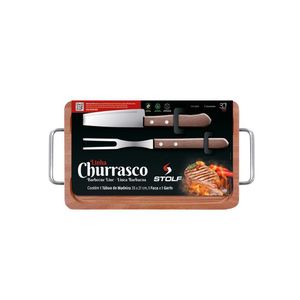 Kit Churrasco Com Tábua Garfo E Faca - Stolf 35x21