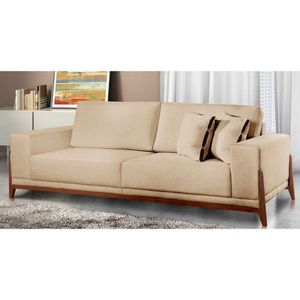 Sofá Fixo Magnus 3 Lugares Luxo 210cm Castellar Móbile Bege