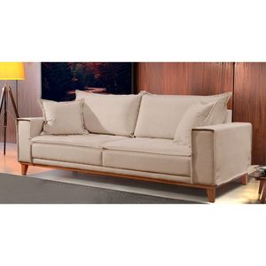 Sofá Fixo Aquiles 2 Lugares Luxo 160cm Castellar Móbile Bege Claro