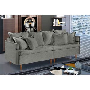 Sofá Fixo Atlas 3 Lugares Luxo 200cm Castellar Móbile Cinza