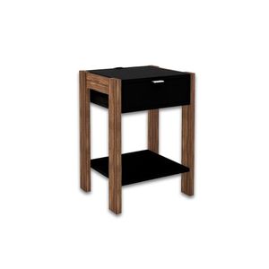 Mesa Cabeceira Infantil Az1016 C/ 1 Gaveta Preto/nogal - Tecno Mobili