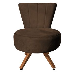 Poltrona Cadeira Decorativa Costurada Elegância Veludo Base Giratória Castanho - Pallazio Marrom