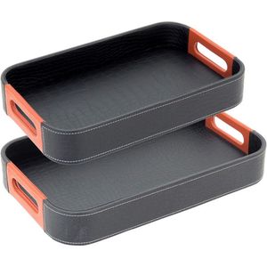 Bandeja 5X41,5X26,5Cm Sintético Preto 2Pç