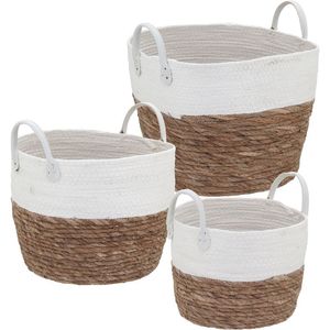 Poneso Cesta Fibra Branco 3Pç