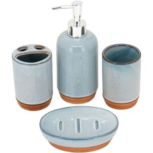 Dom-Fafe Jg Banheiro 8X24X23Cm Cerâmica Azul 4Pç