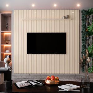 Painel Ripado Para Tv Até 75 Polegadas Intense 225cm Cor:off White Off White