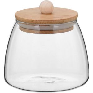 Table Pote 10X11X11Cm 450Ml Borosilicato Transp Tampa Bambu