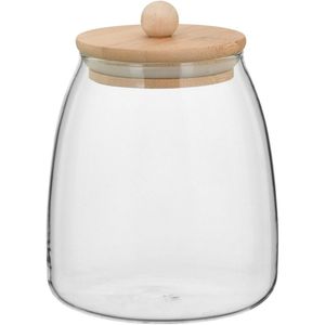 Table Pote 15X11X11Cm 900Ml Borosilicato Transp Tampa Bambu