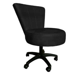Cadeira Mocho Costurado Elegância Veludo Preto Base Giratória - Pallazio
