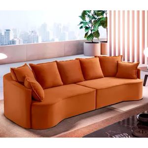 Sofá Belatrix 2.30m Design Curvo Linha Living 2023 Luxo Laranja