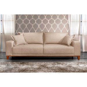 Sofá Fixo Argos 3 Lugares Luxo 220cm Castellar Móbile Bege Claro