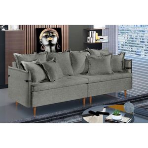 Sofá Fixo Atlas 4 Lugares Luxo 220cm Castellar Móbile Cinza
