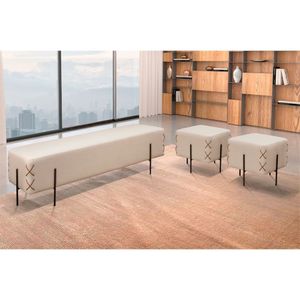 Recamier Eros Luxo Base Preto Castellar Móbile Off White
