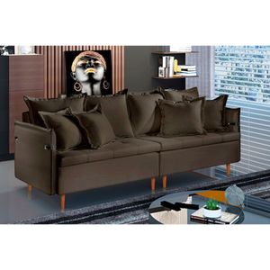 Sofá Fixo Atlas 4 Lugares Luxo 220cm Castellar Móbile Chumbo