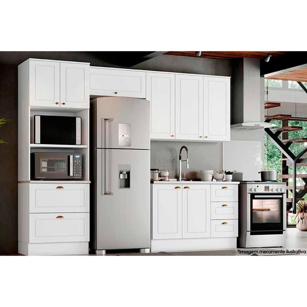 Jogo De Cozinha Modulada 5 Peças Clara 240 Cm Branco/preto - Ajl Móveis -  Branco