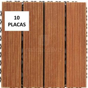 Kit 10 Placas Deck Madeira 30Cmx30Cm Marrom Pena