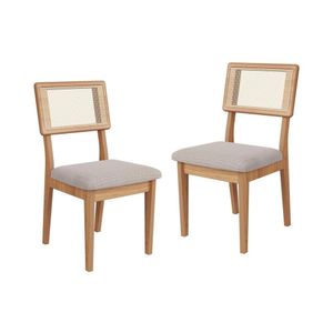 Conjunto 2 Cadeiras Estofadas Com Tela Freijó/Bege Rustico