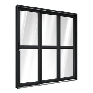 Porta De Aço De Correr Lateral Com Travessa 3 Folhas 213X200Cm Aço Pronto Riobras Preto