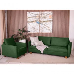 Conjunto Sofá 1,60 2 Lugares E Poltrona Plaza Verde - Straub Web