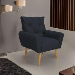 Poltrona Decorativa Para Sala De Estar Quarto E Escritorio Denver Veludo Matrix - Preto Preto