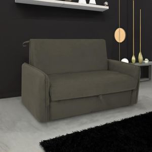 Sofá Cama Para Sala De Estar Zaia Com Baú Suede Matrix - Castor Castor